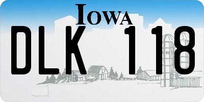 IA license plate DLK118