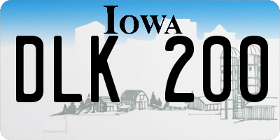IA license plate DLK200