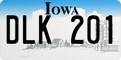 IA license plate DLK201