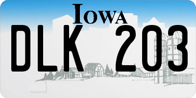 IA license plate DLK203