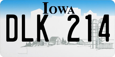 IA license plate DLK214