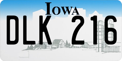 IA license plate DLK216