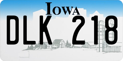IA license plate DLK218