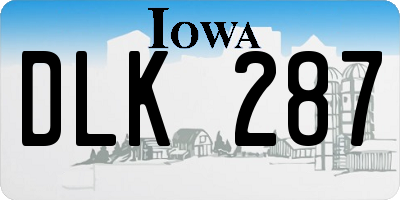 IA license plate DLK287