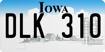 IA license plate DLK310