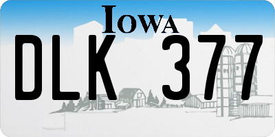 IA license plate DLK377
