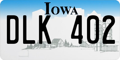 IA license plate DLK402