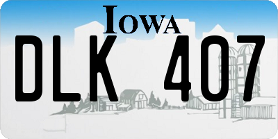 IA license plate DLK407