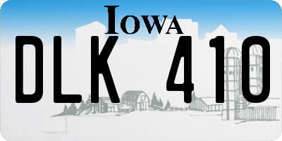 IA license plate DLK410