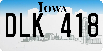 IA license plate DLK418