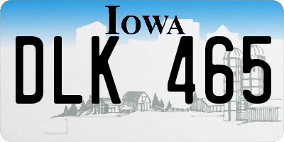 IA license plate DLK465