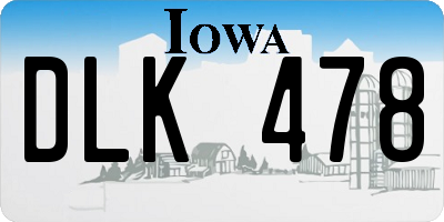 IA license plate DLK478