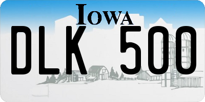 IA license plate DLK500