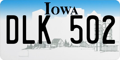 IA license plate DLK502