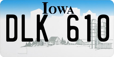 IA license plate DLK610