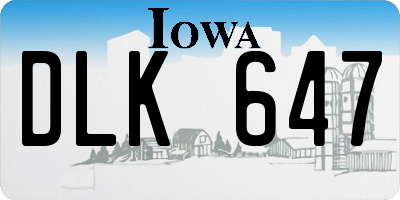 IA license plate DLK647