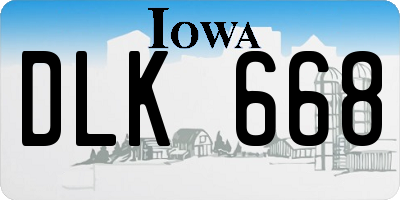 IA license plate DLK668