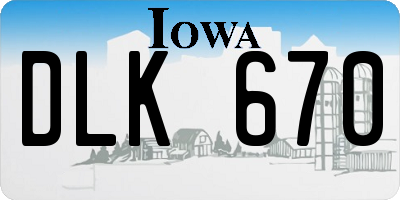 IA license plate DLK670