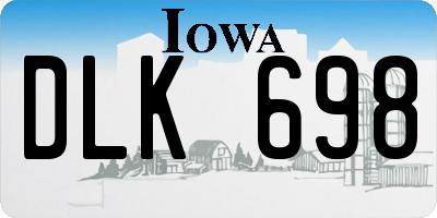 IA license plate DLK698