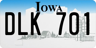 IA license plate DLK701