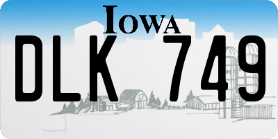IA license plate DLK749