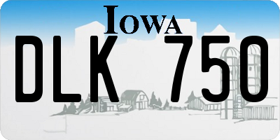 IA license plate DLK750