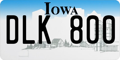 IA license plate DLK800