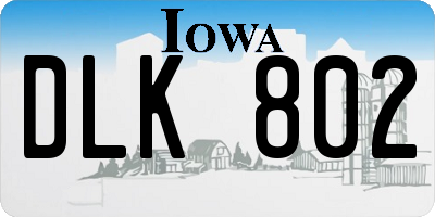 IA license plate DLK802