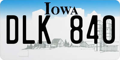 IA license plate DLK840