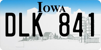 IA license plate DLK841