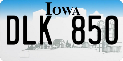 IA license plate DLK850
