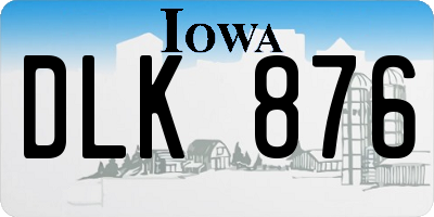 IA license plate DLK876