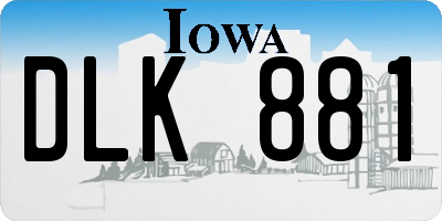 IA license plate DLK881