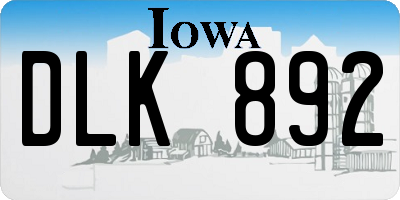 IA license plate DLK892