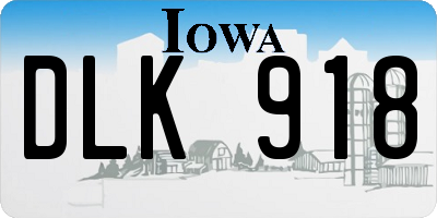 IA license plate DLK918