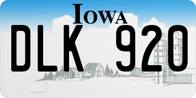 IA license plate DLK920