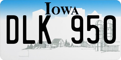 IA license plate DLK950