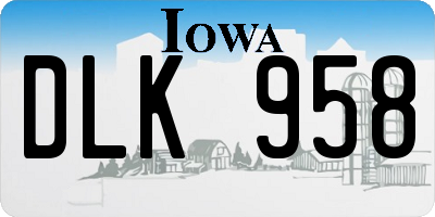 IA license plate DLK958
