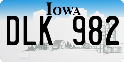 IA license plate DLK982