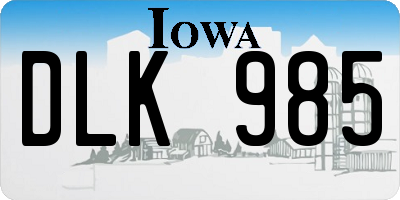 IA license plate DLK985