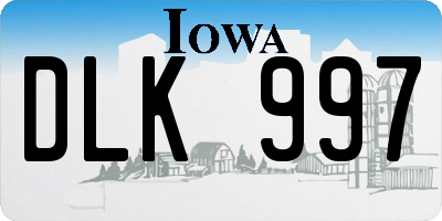 IA license plate DLK997