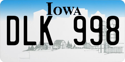 IA license plate DLK998