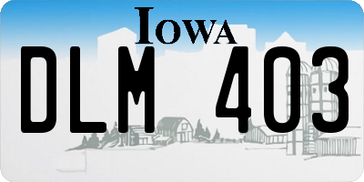 IA license plate DLM403