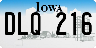 IA license plate DLQ216