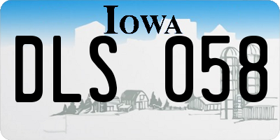 IA license plate DLS058