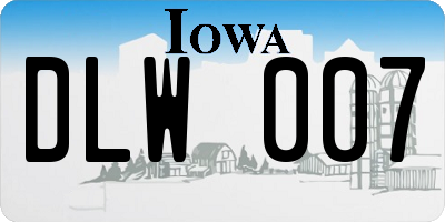 IA license plate DLW007