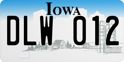 IA license plate DLW012