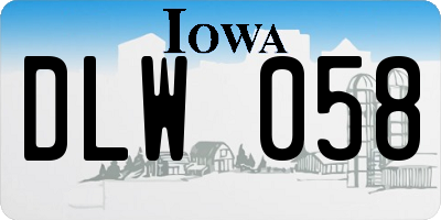 IA license plate DLW058