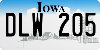 IA license plate DLW205