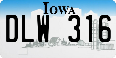IA license plate DLW316